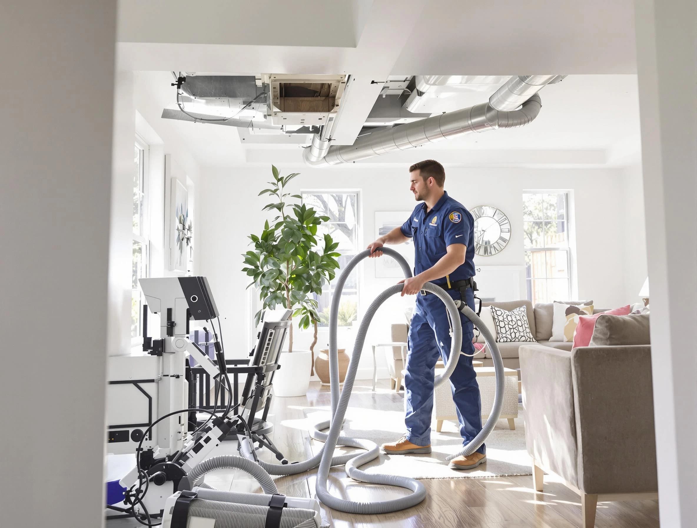 Irvine Air Duct Cleaning technician performing thorough AC duct cleaning for enhanced cooling efficiency in Irvine