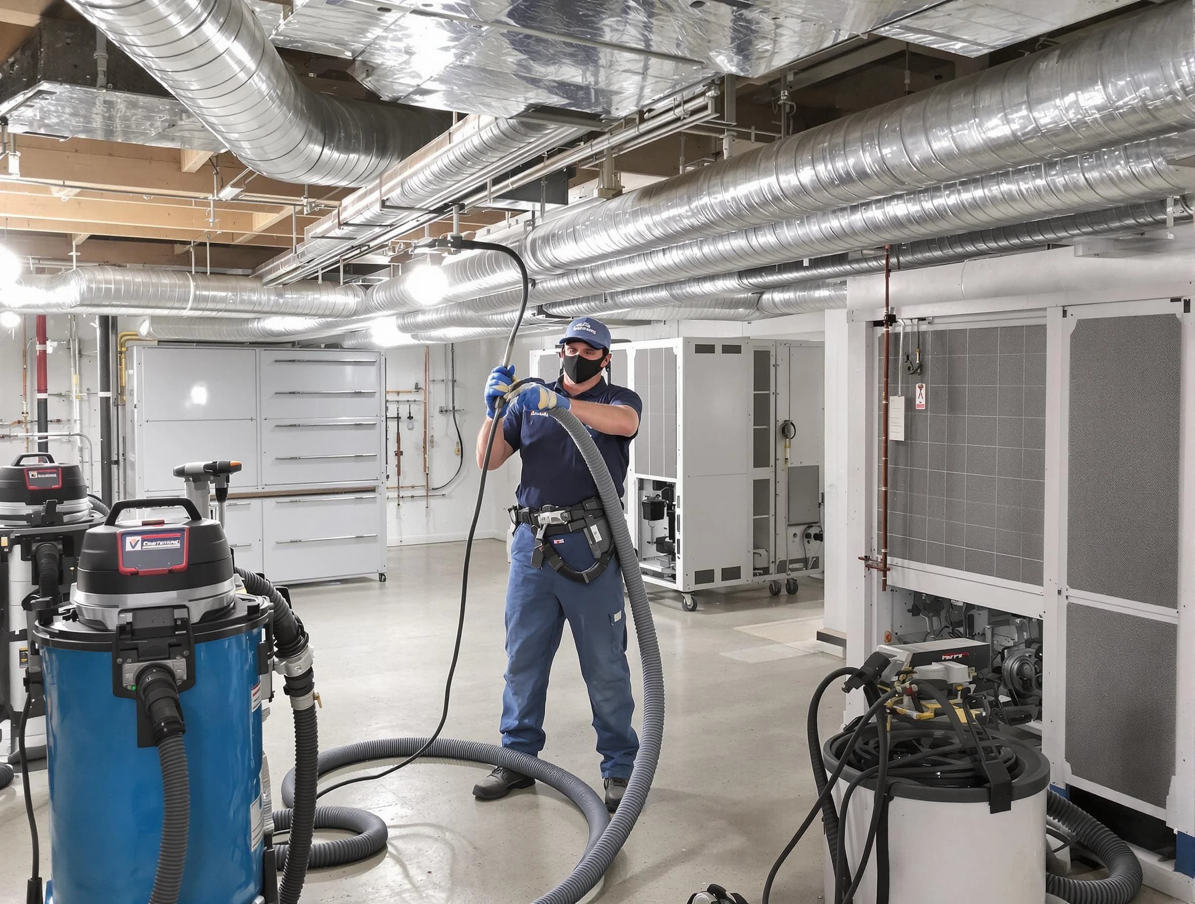 Irvine Air Duct Cleaning specialist performing thorough central air duct cleaning for improved system efficiency in Irvine