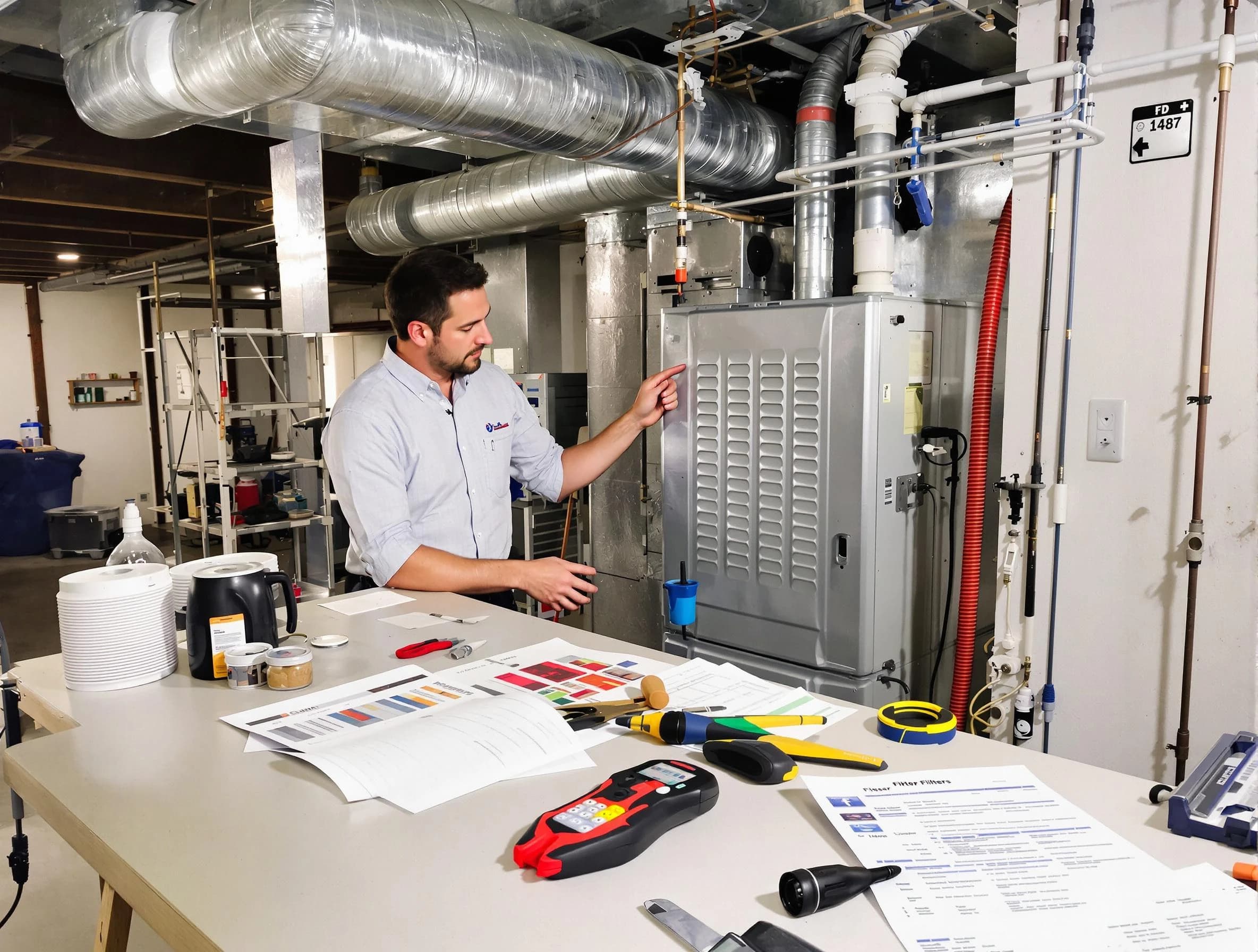 Irvine Air Duct Cleaning inspector conducting detailed filter system evaluation using professional diagnostic tools in Irvine
