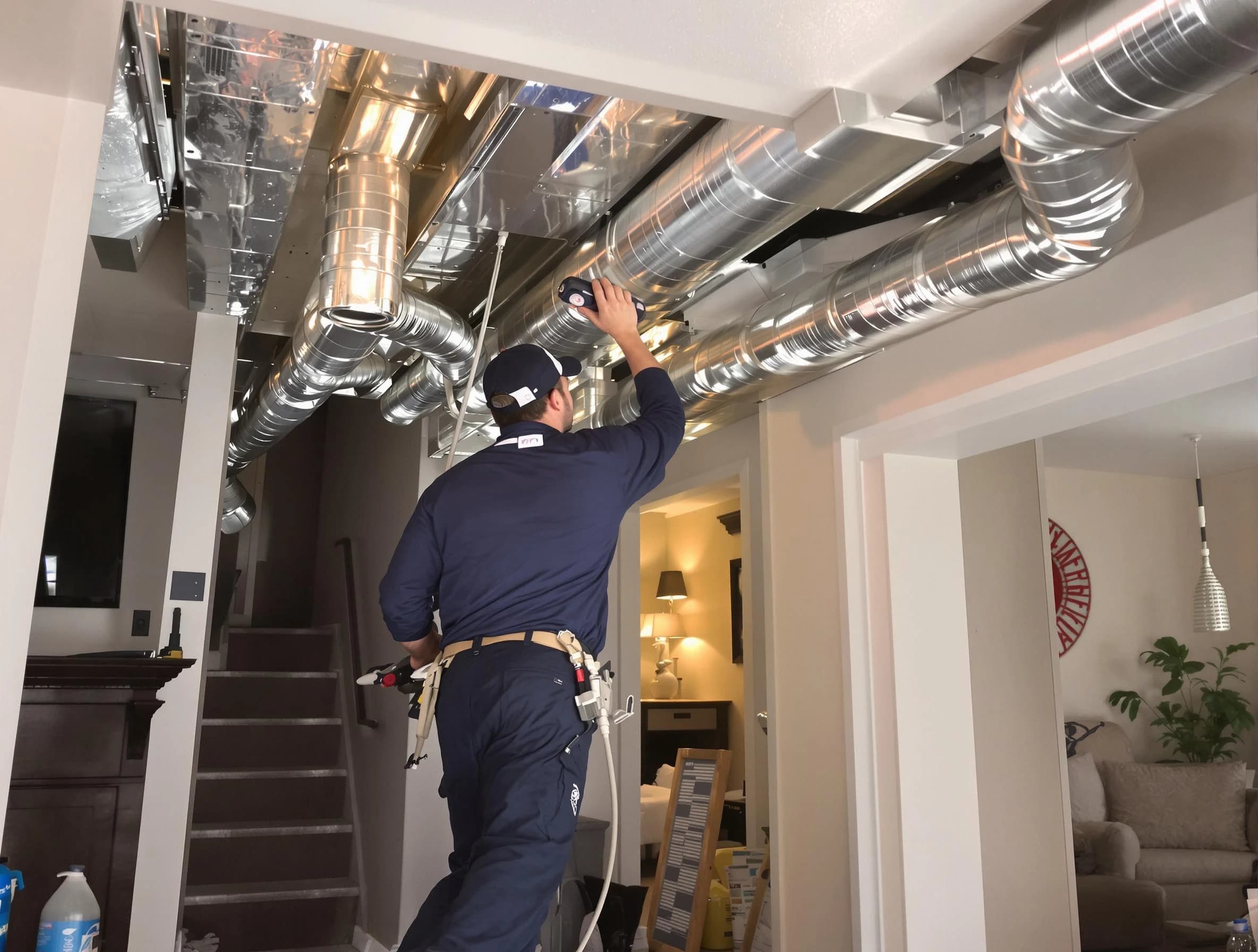Irvine Air Duct Cleaning expert performing specialized duct cleaning in a mobile home in Irvine