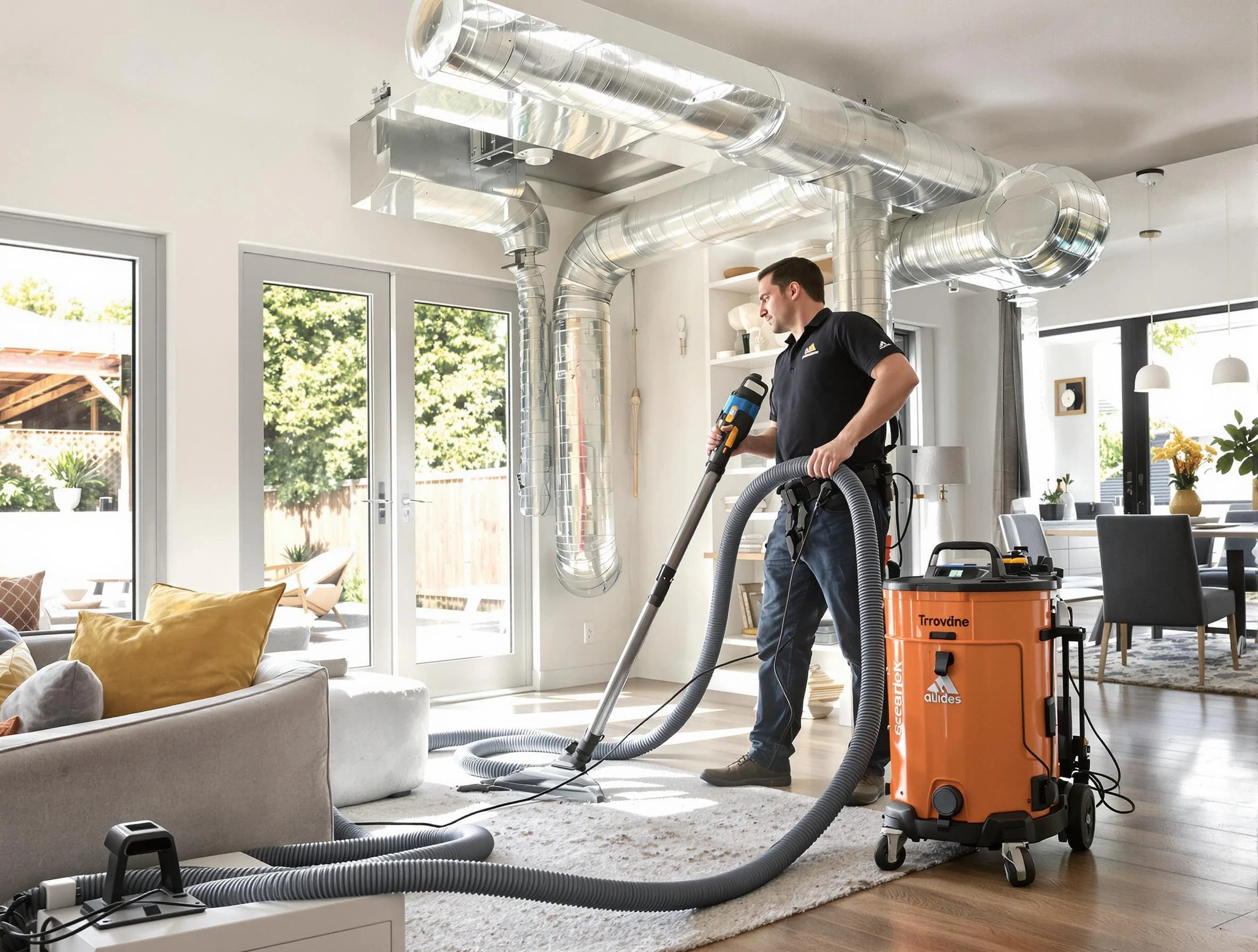 Irvine Air Duct Cleaning specialist performing thorough residential duct cleaning using advanced equipment in Irvine